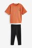 Rust Brown Oversized Short Sleeve T-Shirt and Leggings Set (3mths-7yrs)