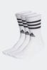 adidas White Junior 3-Stripes Cushioned Crew Socks 3 Pairs