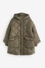 Khaki Green Shower Resistant Oversized Quilted Coat (3-16yrs)
