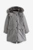 Charcoal Grey Shower Resistant Faux Fur Trim Parka (3-16yrs)