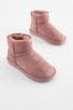 Dark Rose Pink Short Warm Lined Water Repellent Suede Pull-On Boots
