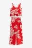 Rot mit floralem Muster - Pyjama aus Viskose mit Trägertop