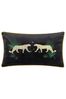 Wylder Black Dusk Leopard Rectangular Embroidered Piped Velvet Cushion