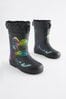 Black/Lime Green Dinosaur Thinsulate™ Warm Lined Cuff Wellies
