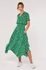 Apricot Green Painterly Dot Smock Midi slip-on Dress