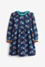 Little Bird by Jools Oliver Navy Long Sleeve Jersey Heart and Rainbow Print Dress