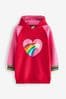 Little Bird by Jools Oliver Langes Sweatshirtkleid mit Kapuze und Herzdesign, Rot/Rosa