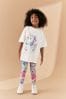 Rosa/Lila/Weißes Pailletten-Einhorn - Oversize-T-Shirt und Leggings im Set (3-16yrs)