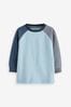Blau - Bequemes langärmeliges T-Shirt mit Farbblockdesign (3 Monate bis 7 Jahre)