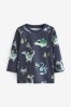 Navy Blue Dragons Long Sleeve All Over Printed T-Shirt (3mths-7yrs)