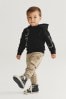 Black Slogan Character Hoodie And Joggers Set (3mths-7yrs)