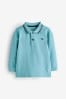 Türkisblau/Zierstreifen - Langärmeliges Polo-Shirt (3 Monate bis 7 Jahre)