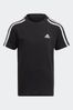 adidas Black Sportswear Essentials 3-Stripes Cotton T-Shirt
