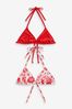 White/Red Shell Bikini Tops 2 Pack