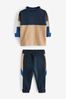 Cobalt Blue Long Sleeve Cosy Colourblock T-Shirt and Joggers Set (3mths-7yrs)
