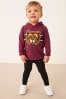Berry Red Tiger Long Sleeve Hoodie and Leggings Set (3mths-7yrs)