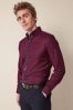 Burgundy Red Double Collar Textured Trimmed Shirt