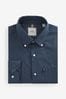 Navy Blue Slim Fit Easy Iron Button Down Oxford Shirt, Slim Fit
