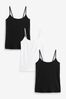 Black/Black/White Thin Strap Vest 3 Packs, Petite