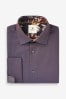 Purple Cotton Textured Trimmed Double Cuff Shirt