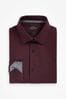 Burgundy Red Slim Fit Signature Textured Single Cuff Shirt With Trim Detail