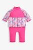 JoJo Maman Bébé Pink Floral UPF 50 Sun Protection Float Suit