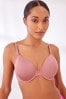 Plum Purple/Pink Light Pad Full Cup Smoothing T-Shirt Linen Bras 2 Pack