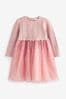 Pink 2-in-1 Jumper & Embroidered Tulle Skirt Durable Dress (3mths-7yrs)