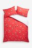 Red Festive Christmas Duvet Cover and Pillowcase Set