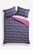 Navy/Pink Reversible 100% Cotton Bright Star with Pipe Duvet Cover and Pillowcase Set