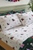 White Ground Christmas Brushed Cotton Fitted Sheet and Pillowcase Set