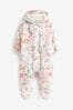Ecru Cream Floral Bunny Lightweight Baby Pramsuit All-In-One (0mths-2yrs)