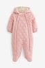 Pink Quilted Baby All In One Pramsuit (0mths-2yrs)