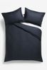Blue Ink Navy Cotton Rich Oxford Duvet Cover and Pillowcase Set, Oxford