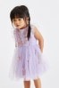 Lilac Purple Mesh Party Dress embellished (3mths-8yrs)