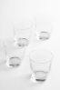 Jasper Conran London Clear Fluted Set of 4 Short Tumbler Glasses, Set of 4 Short Tumbler Glasses