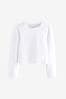 White Long Sleeve Boxy Cropped T-Shirt (3-16yrs)