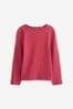 Red 1 Pack Long Sleeve Ribbed Top (3-16yrs)