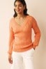 Orange Ribbed V-Neck Jumper, Petite