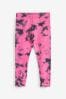 Black/Pink Tie Dye Printed Leggings (3-16yrs)