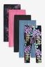 Black/Pink/Blue/Graffiti Print/Splat Print Leggings 5 Pack (3-16yrs)