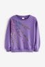 Purple Sequin Scatter Sequin Crew Sweatshirt Top (3-16yrs)