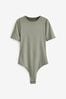 self. Olive Green Smoothing Comfort Short Sleeve Body
