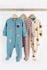 Teal Blue Baby Character Sleepsuits 3 Pack (0-2yrs)