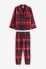 Red Check Matching Family Womens Christmas Cotton Pyjamas, Petite