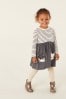 Monochrome Cat Long Sleeve Appliqué Jersey Dress (3mths-7yrs)