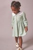 Green Ditsy Embroidered Collar Tea Dress (3mths-7yrs)