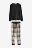 Black/Cream Check Motionflex Cosy Cuffed Pyjamas Set