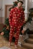 Rot mit Rentiermotiv - Family Passende Kuschelige Pyjamas für Herren​​​​​​​