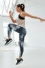 Blue/Neutral Water Colour Print Active New & Improved High Rise Sports Sculpting Leggings, Regular